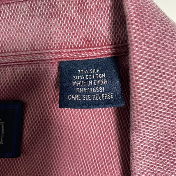 Nat Nast Mens Shirt Short Sleeve Birdseye Silk Net Textured Button Up Red Sz L - Picture 6 of 11